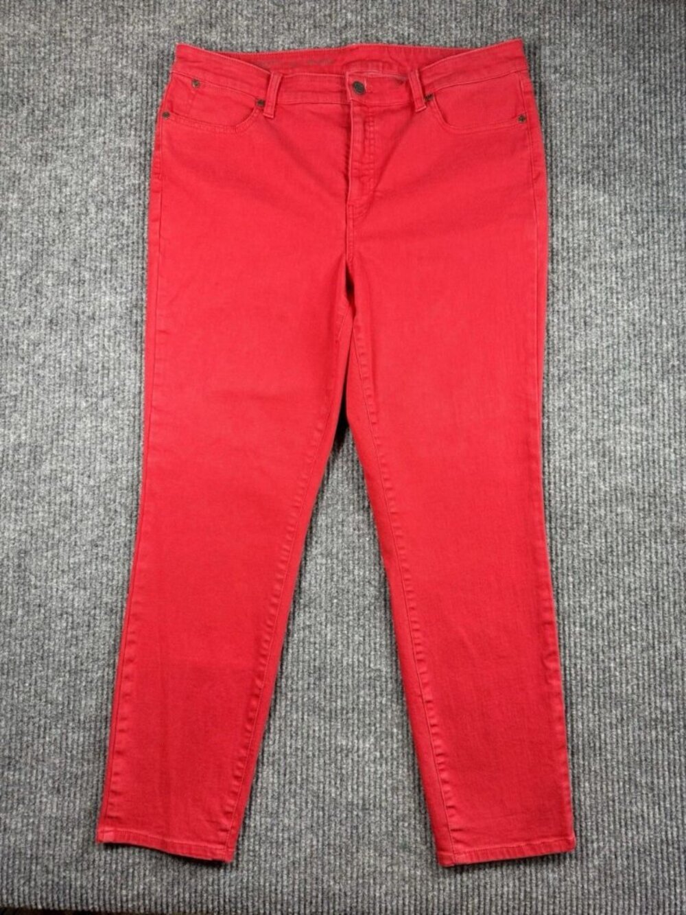 Talbots Flawless Jeans Womens 12 Red Slim Ankle Denim Stretch High Rise Pants